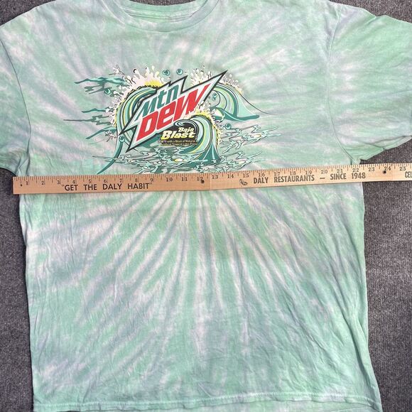 Mountain Dew Baja Blast Tie Dye Shirt Men’s Large Green Promo Tee Advertisement - Picture 3 of 7